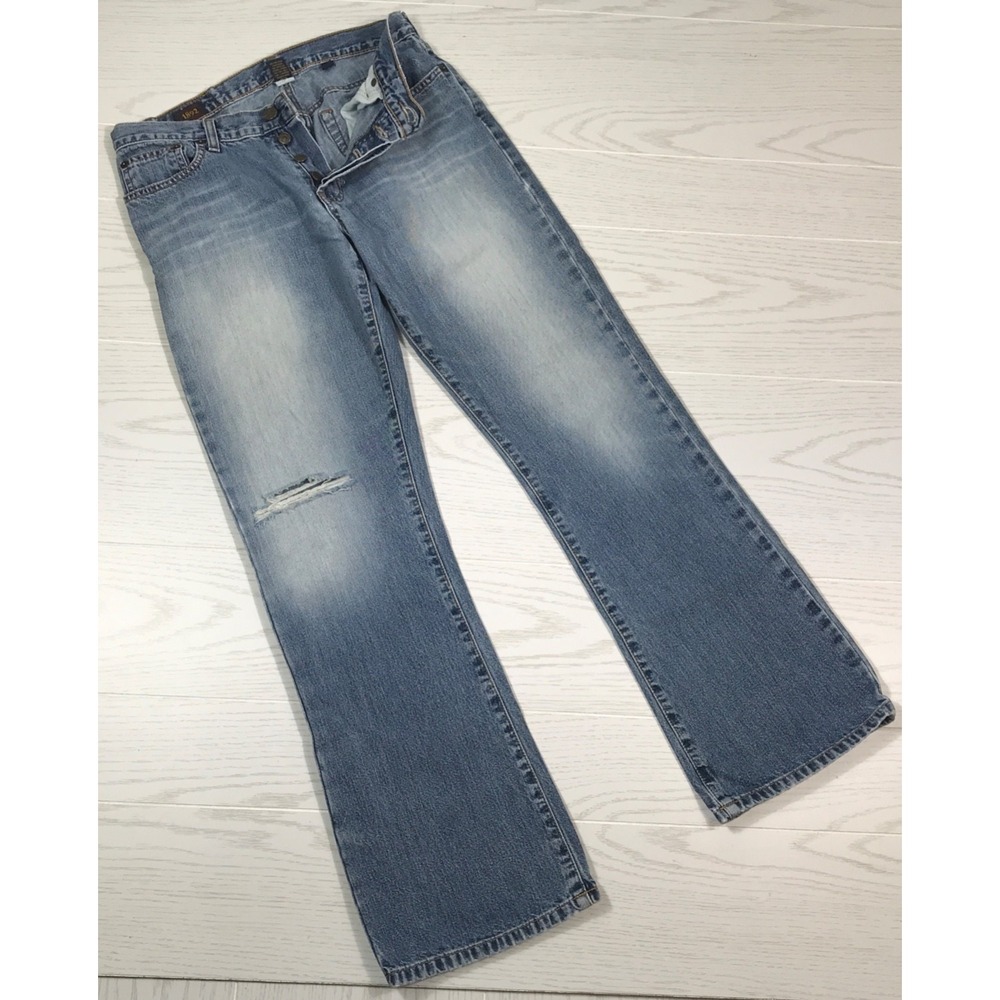 Vintage Abercrombie & Fitch Jeans Womens 4 Blue 1892 Distress Button Fly Bootcut